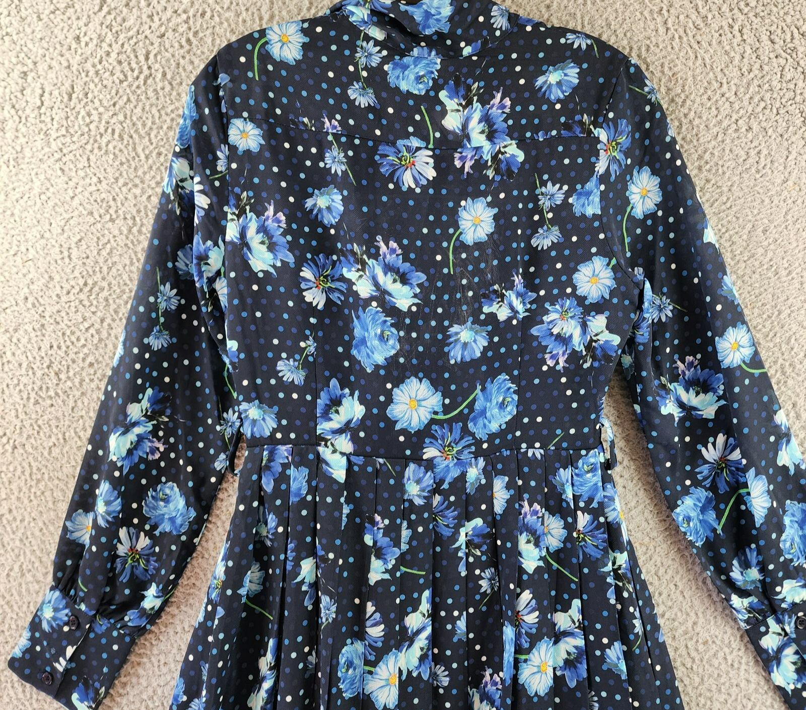 Gracia Belted Mini Dress Women's S Black Multi Floral Scarf Neck Long Sleeve - Picture 13 of 13