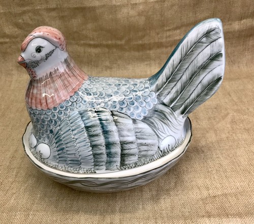 Hand Painted Ceramic Covered Chicken Dish Serving Bowl TureenのeBay公認海外