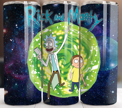 Rick And Morty Sci Fi Tumbler 20oz Stainless Steel Cup Travel Mug Straw Lid