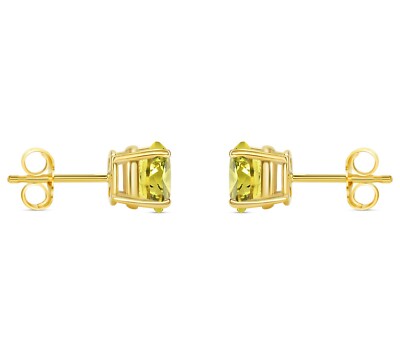 Pre-owned Shine Brite With A Diamond 1.75 Ct Round Cut Canary Earrings Studs Solid 18k Yellow Gold Push Back Basket