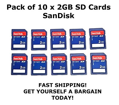    Pack of 10 x Genuine SanDisk 2GB SD CARD CLASS 2 SDHC Flash Memory Card  