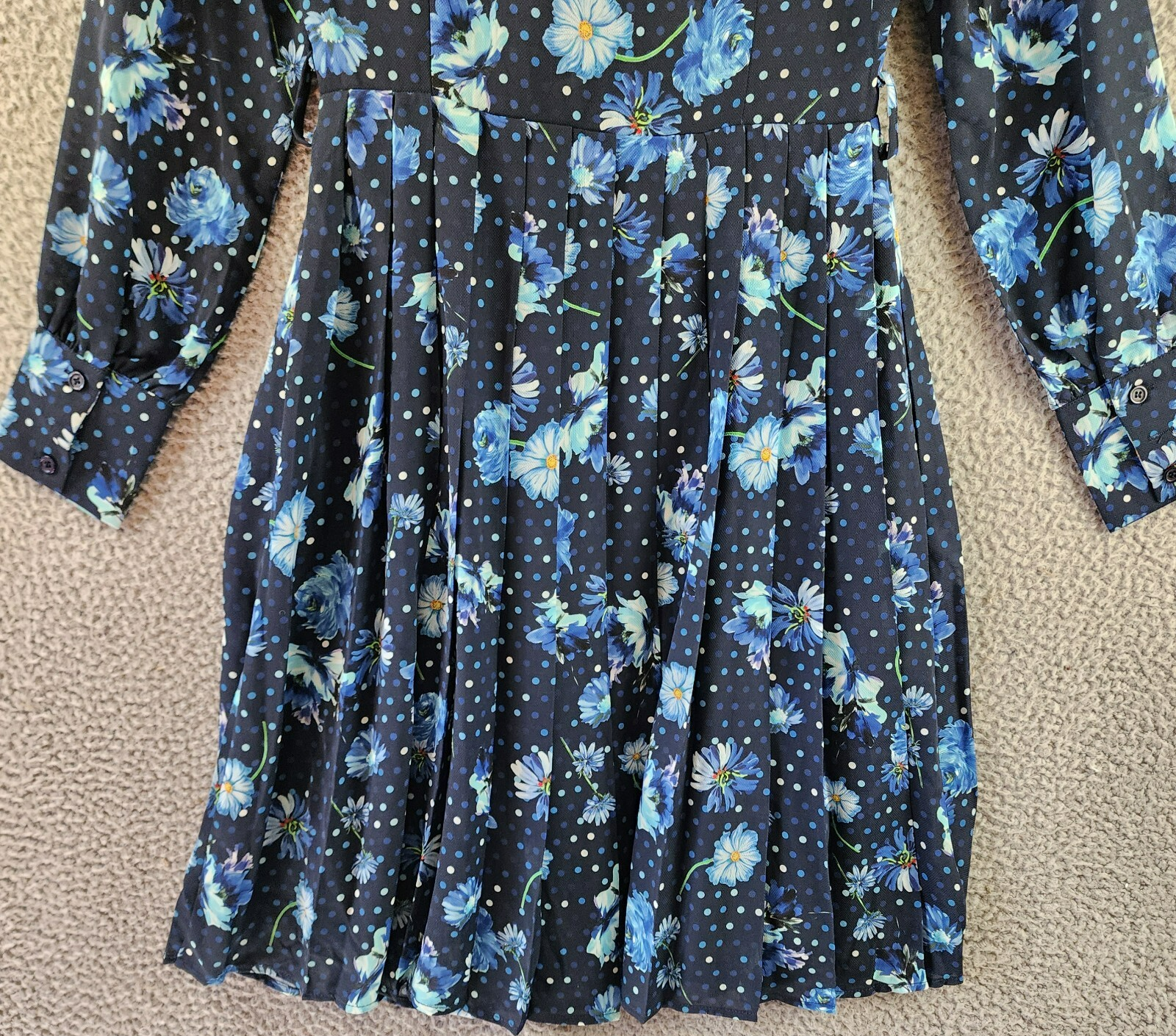 Gracia Belted Mini Dress Women's S Black Multi Floral Scarf Neck Long Sleeve - Picture 12 of 13