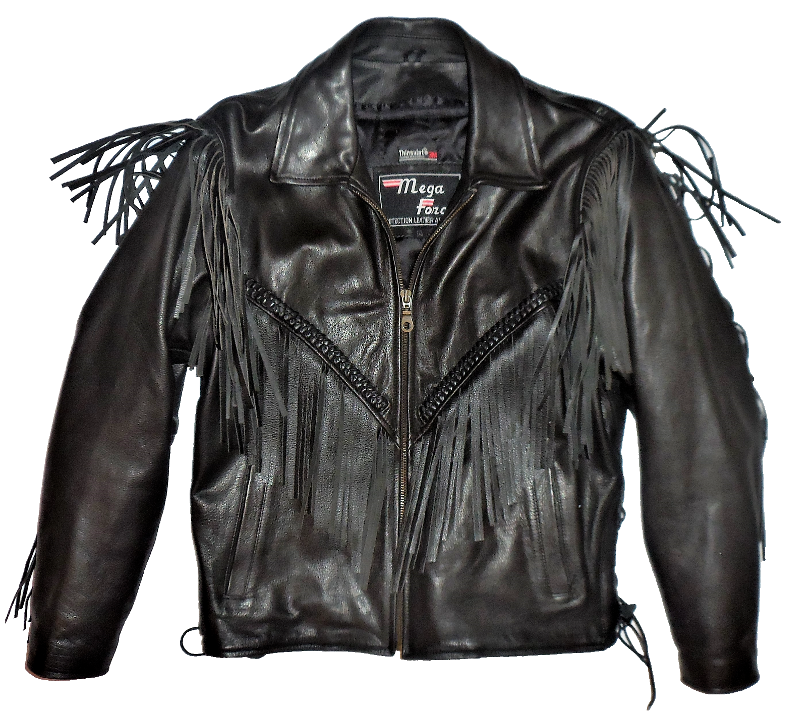 【2plan】Mega Leather Biker Short Jacket Mega Force Biker Fringe Leather Jacket Motorcycle Western