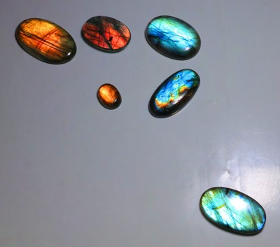314 CT PCS-6 BULK LOT NATURAL MULTI FIRE LABRADORITE CABOCHON GEMSTONE LQ-250