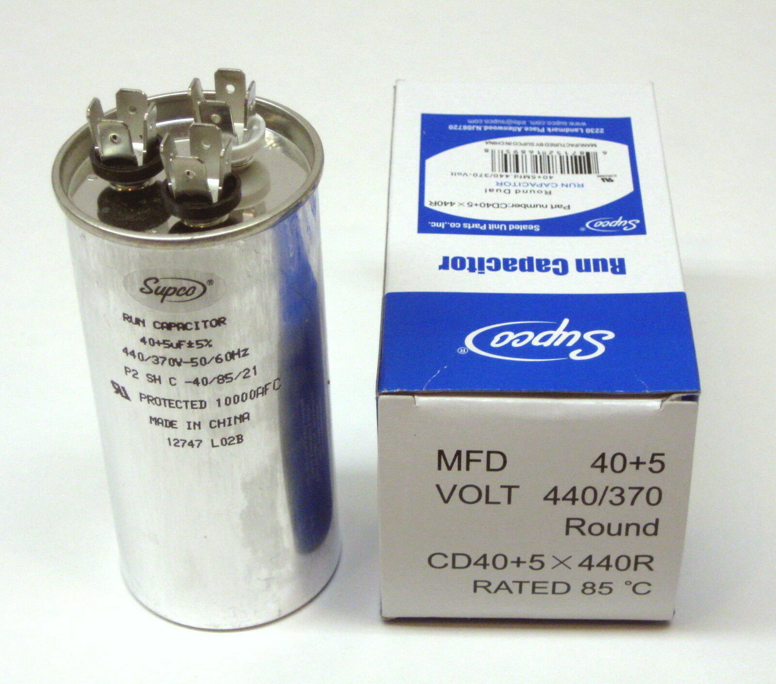 Air Conditioning HVAC Round Dual Motor Run Capacitor 40 + 5 MFD 440 Volt