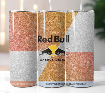 Red Bull Orange Gradient Tumbler 20oz Stainless Steel Insulated Travel Mug Cup