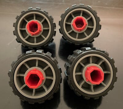Robotix Modular Building Set Replacement Part Piece Set WHEEL TIRE RIM AXLE X 4
