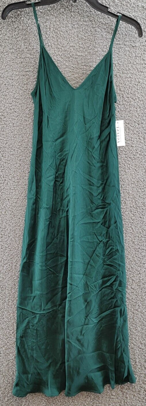 Velvet by Graham & Spencer Poppy Slip Dress Women's XS Fern V-Neck Sleeveless - Picture 2 of 15