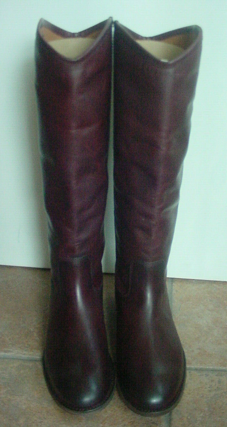 Pre-owned Frye Women's Riding Boot Wine Melissa Button 2 Extended Calf Sz 7.5 $378 In Red