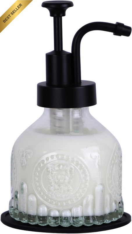 Glass Soap Dispenser Farmhouse Style Cylindrical Pump Refillable