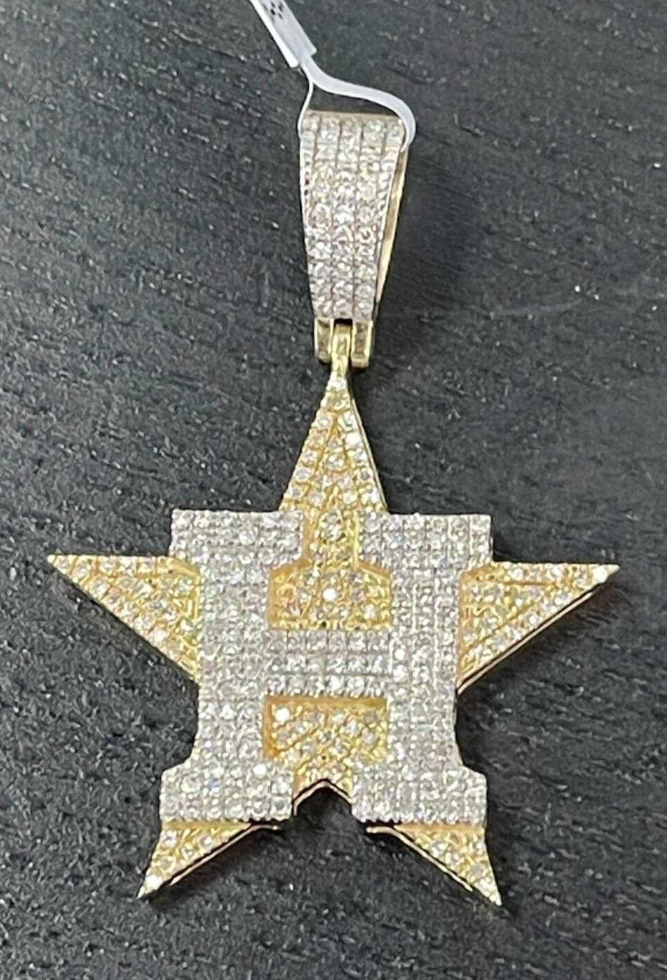 Pre-owned Mlb 10k Yellow Gold Genuine Diamond  Houston Astro Star Charm Pendant Texas 1.58c