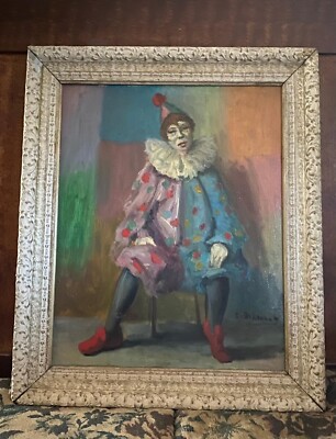 OIL PAINTING:  ''Female Clown''  CHARLES F. BOHANNAH (1910-1985) Black Am. Artist
