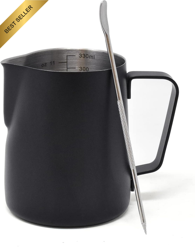Joejis Milk Jug 350Ml Milk Pitcher with Decorating Pen 12Oz Cool Touch Handle Mi