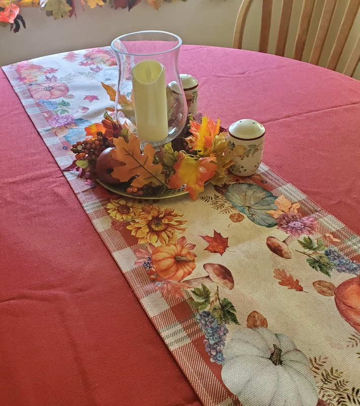 Fall Table Runner Autumn 72 Inches Long x 13 Burlap Linen Home Kitchen Decor ...