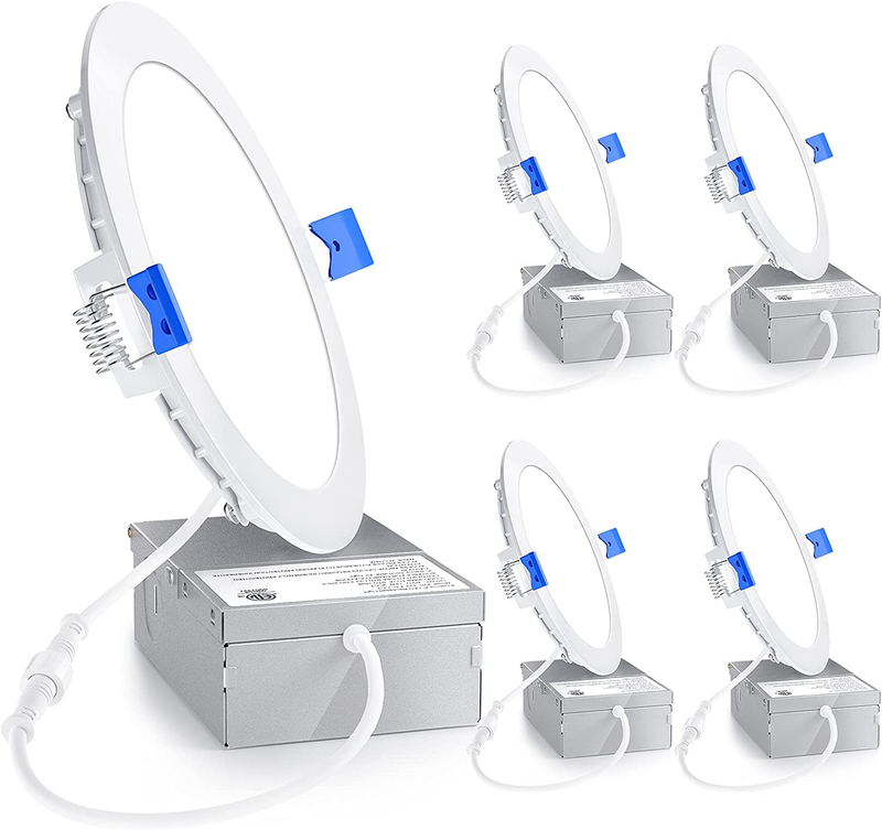 Ensenior 4 Pack 6 Inch Ultra-Thin LED Recessed Ceiling Light with Junction Box, 