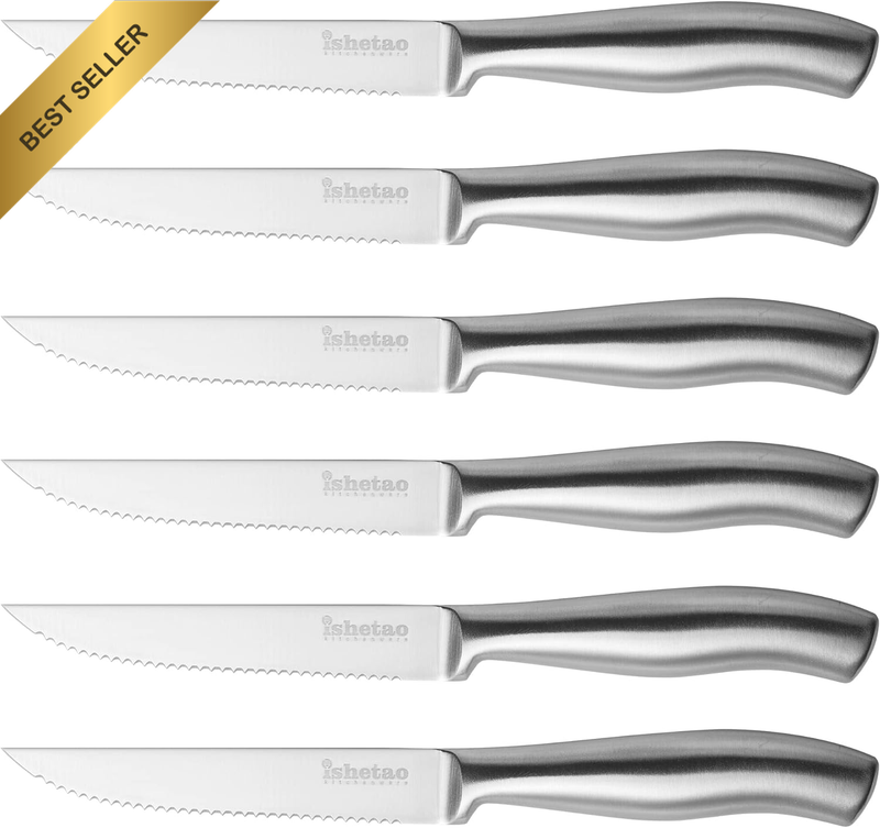 6Pc Steak Knife Set 4.5 Inch High Carbon Stainless Steel Dishwasher Safe