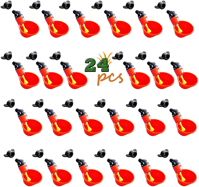 24Pcs Poultry Water Drinking Cups Waterer Chicken Drinker He