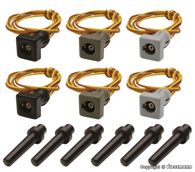 VIESSMANN 6806 1/87 HO SET 6 SOCLE LAMPADAIRE PLOT CONTACT CABLE GRIS VERT NOIR