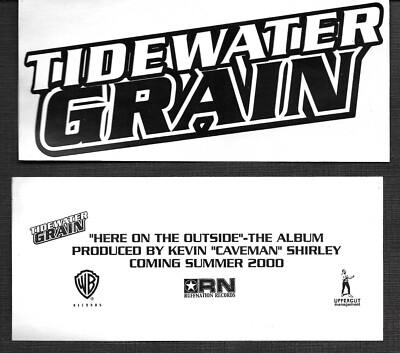 TIDEWATER GRAIN Rare 2000 Set of 2 PROMO STICKER DECAL 6x2.75 of Here Outside CD