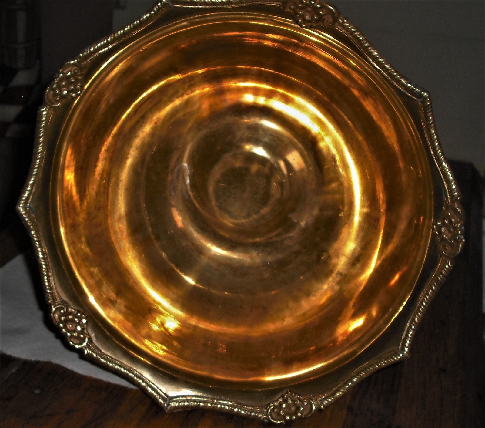 Religious Vintage Large Bowl / Brass Cherub Compote / 15