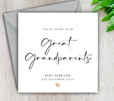 Pregnancy Announcement Card, Auntie & Uncle To  Be, Grandparents, Great Grand