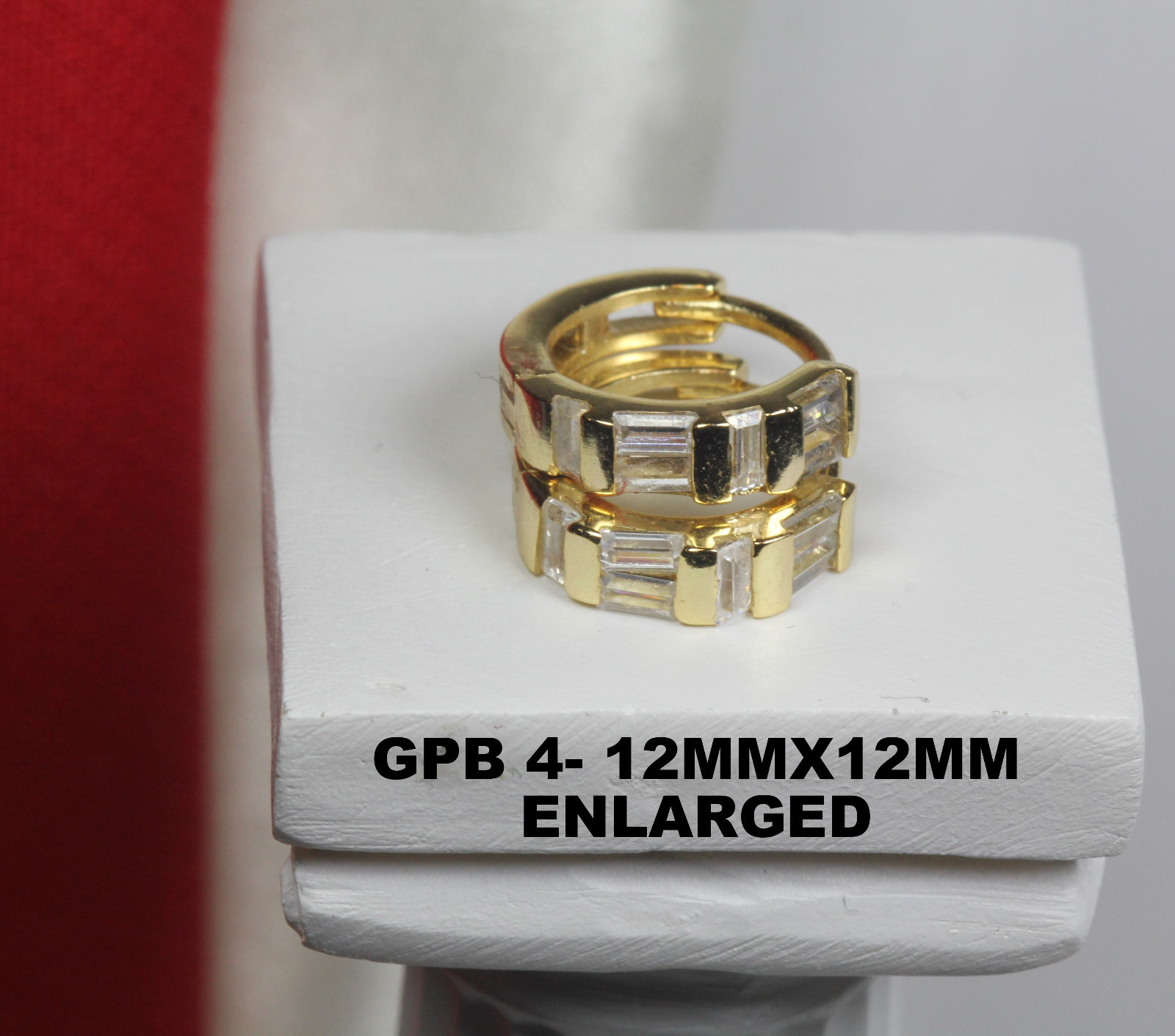 CUTE 10K GOLD PLATED STERLING SILVER CZ HUGGIE HOOP EARRING-5 STONES EACH