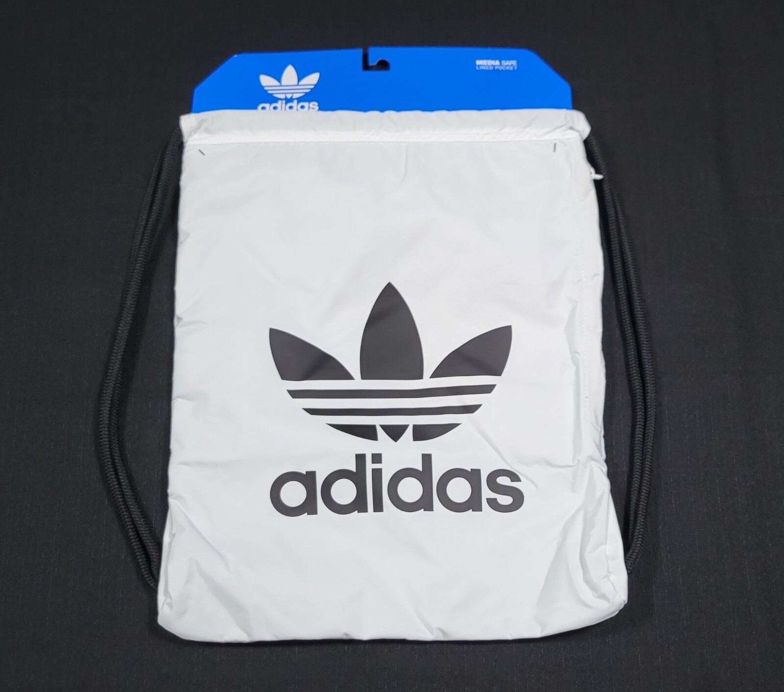 ☆Adidas☆Originals Small Item Bag White Adidas Originals Trefoil Sackpack White-Black Media Safe