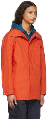 Pre-owned Kenzo Men's Mid Length Poppy Coat In Poppy Orange-medium