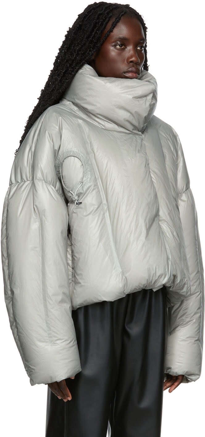 Pre-owned Moncler Dingyun Zhang Aloby Oversized Down Jacket - Grey/green Retail $2915