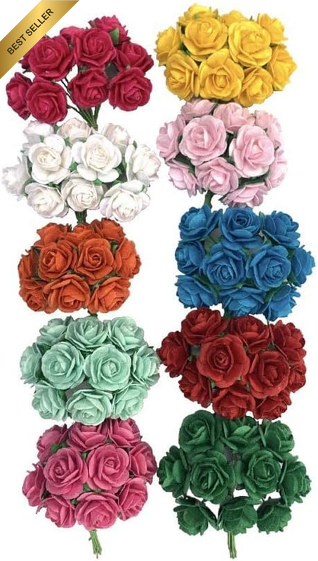 100 Mixed Color 10Mm Artificial Mulberry Paper Rose Flower Wedding Scrapbook 1.5