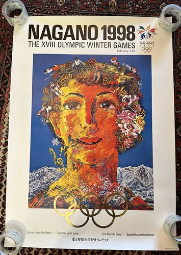 NAGANO 1998 オリンピックポスター XVIII Olympic Winter Games Nagano 1998 NAOC Poster Scarce