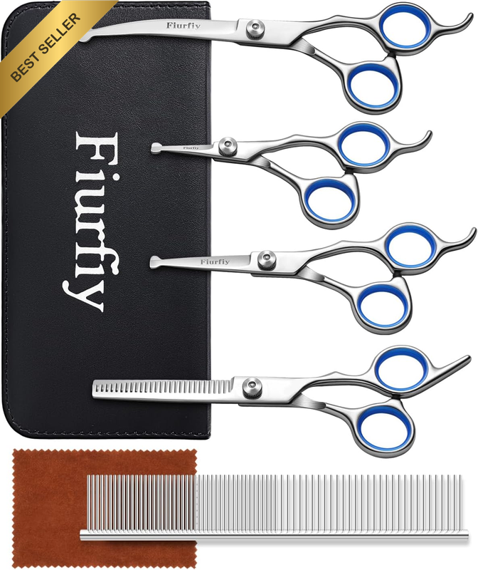 6-In-1 Dog Grooming Scissors - Professional Stainless Steel Hair Cutting Kit wit