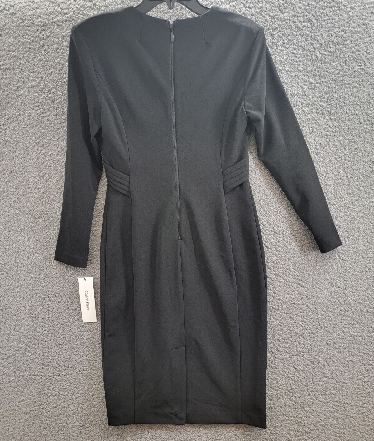 Calvin Klein Pleated Knee Length Sheath Dress Women's 4 Black Back Zip Closure - Picture 10 of 17