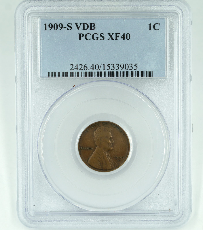 1909-S VDB PCGS XF40 Lincoln Wheat Cent Penny
