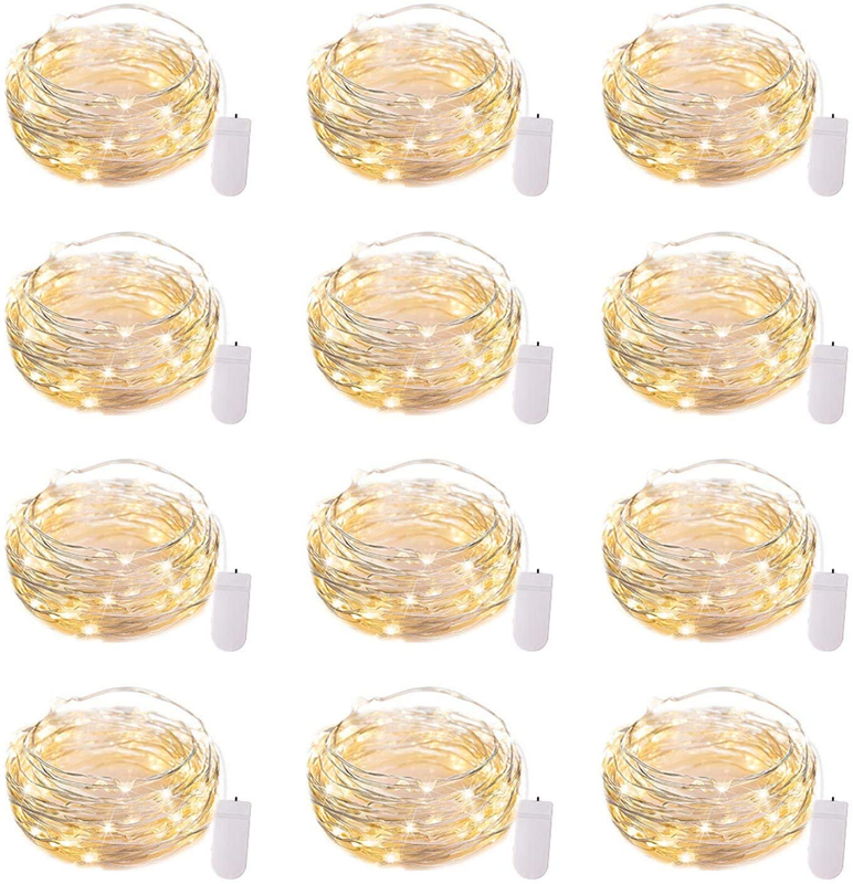 12 Pack Led Fairy Lights Battery Operated String Lights Waterproof - Silver