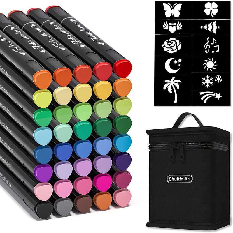 Pens, 40 Colors Dual Tip Fabric Markers Permanent No Bleed M