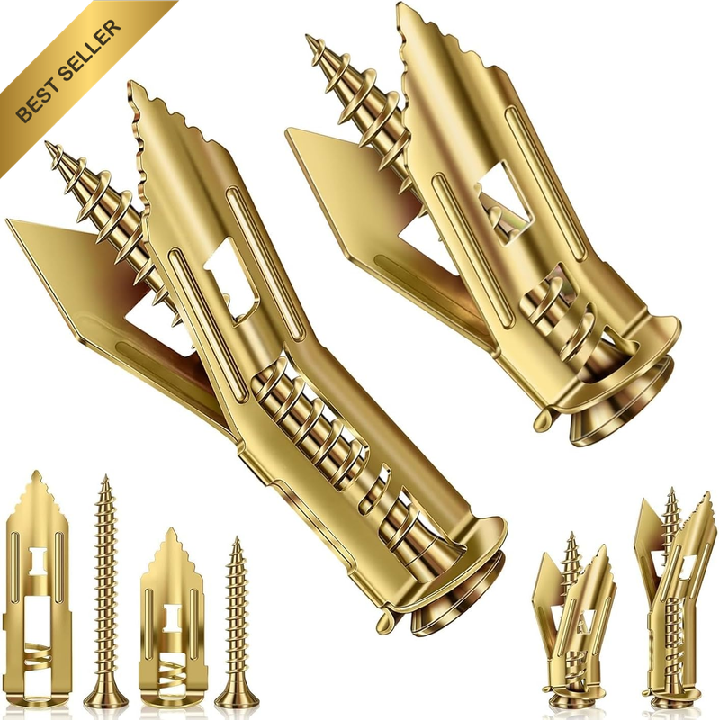 160 Pcs Self Drilling Drywall Anchors with Screws Kit, 2 Sizes Zinc Plated Steel