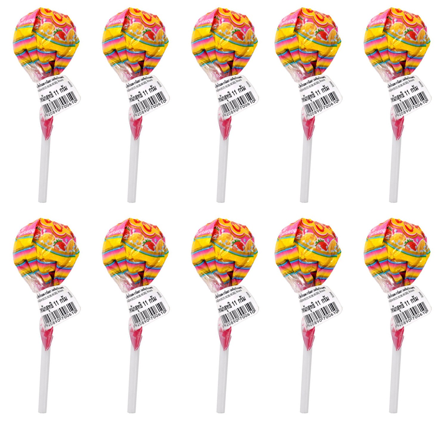 10x Chupa Chups 11g Strawberry Banana Creamy Lollipops Candy