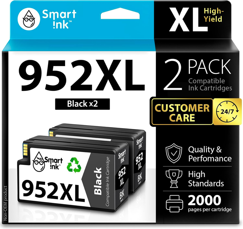 Compatible Ink Cartridges Replacement for HP 952XL HP 952 XL (2 Black Combo Pack