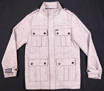 NWOT Empyre Clothing Tweed Wool Blend Black White Mens Full Zip Coat Jacket S