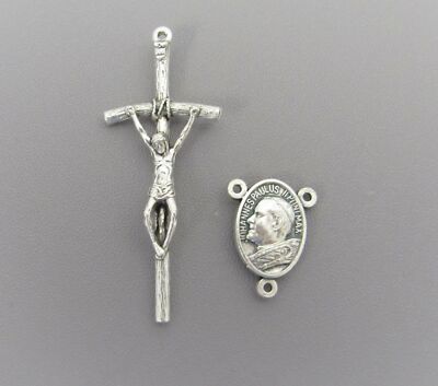 Rosary CENTER & CRUCIFIX Papal Cross Italy Rosaries Parts POPE JOHN PAUL II
