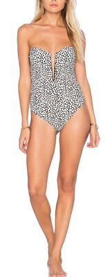 Beach Riot x Stone Cold Fox The Coqui Plunging One-Piece Dot Texture Sz Small 