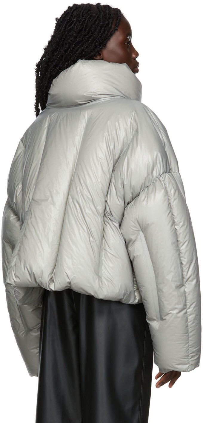 Pre-owned Moncler Dingyun Zhang Aloby Oversized Down Jacket - Grey/green Retail $2915