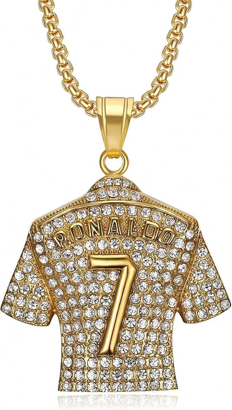 7 Pendant Necklace for Men, No.7 Soccer Jersey Necklace, Football Chain Necklace