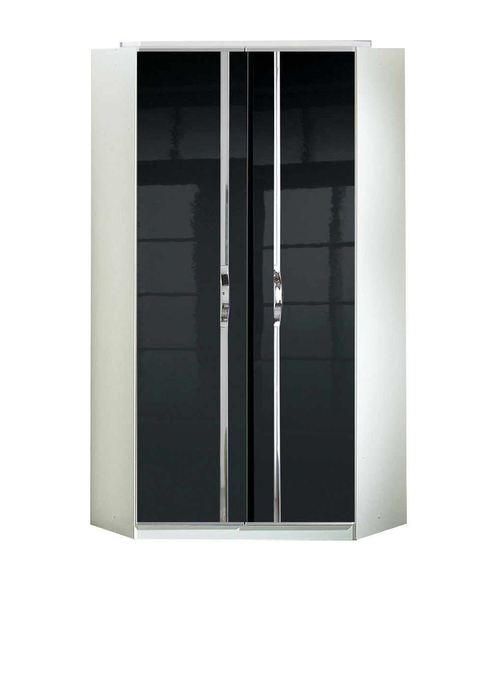 2 Door Corner Wardrobe With Hanging Rails And Shelves Black High