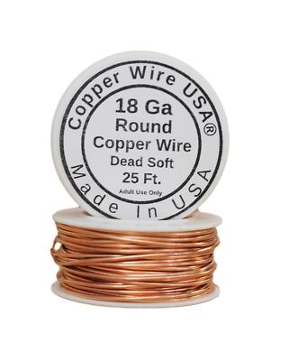 18 Ga Copper Wire ( 25 Ft. Spool)  Dead Soft Pure Copper 