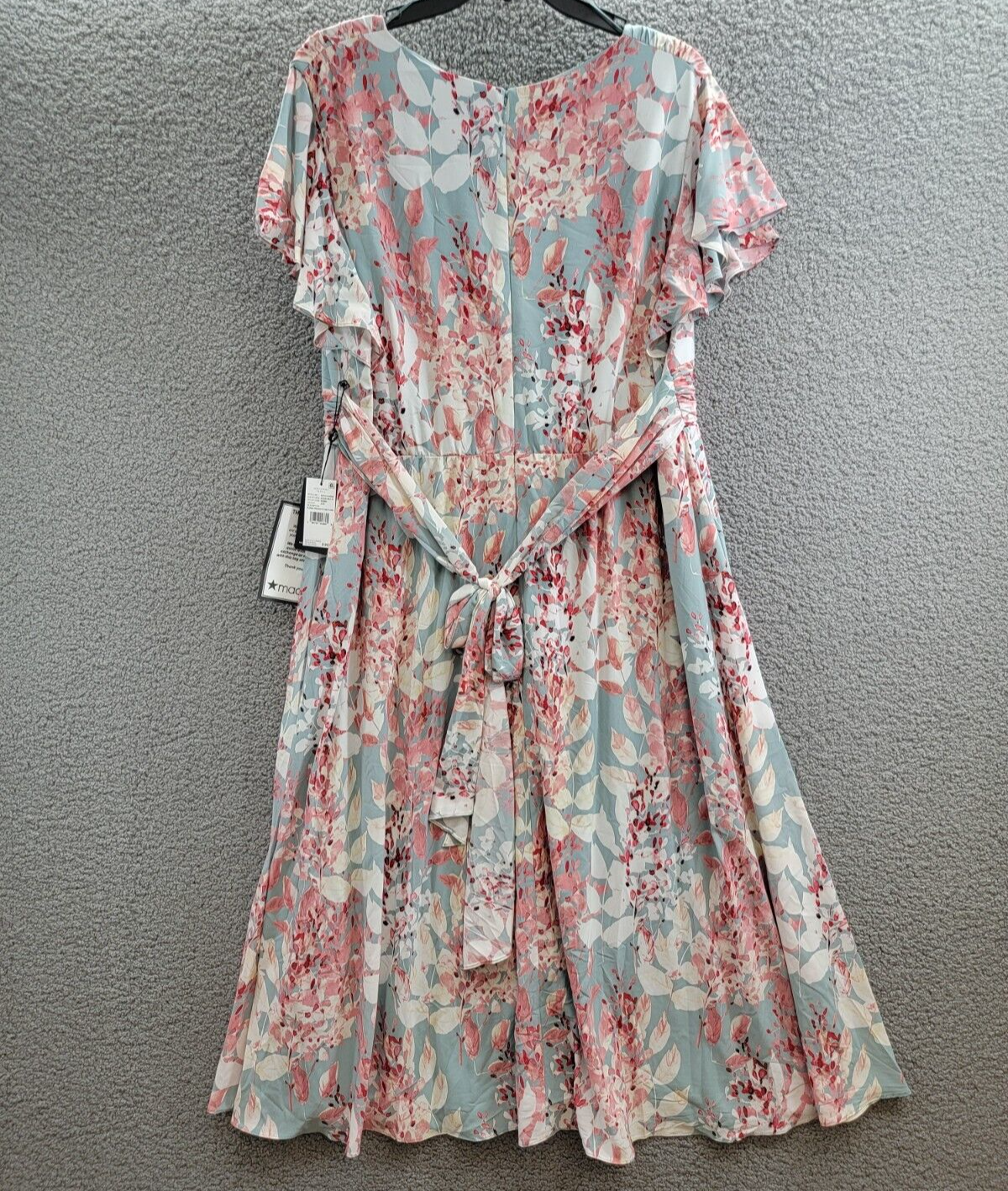 Adrianna Papell Plus Surplice Midi Dress Women's 22W Aqua Multi Back Zip Closure - Picture 10 of 18