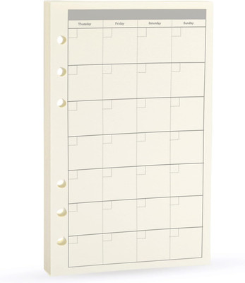 A6 Planner Refill,Month Tracker Spiral Notebook Refill,For 6 Holes Filofax/Perso