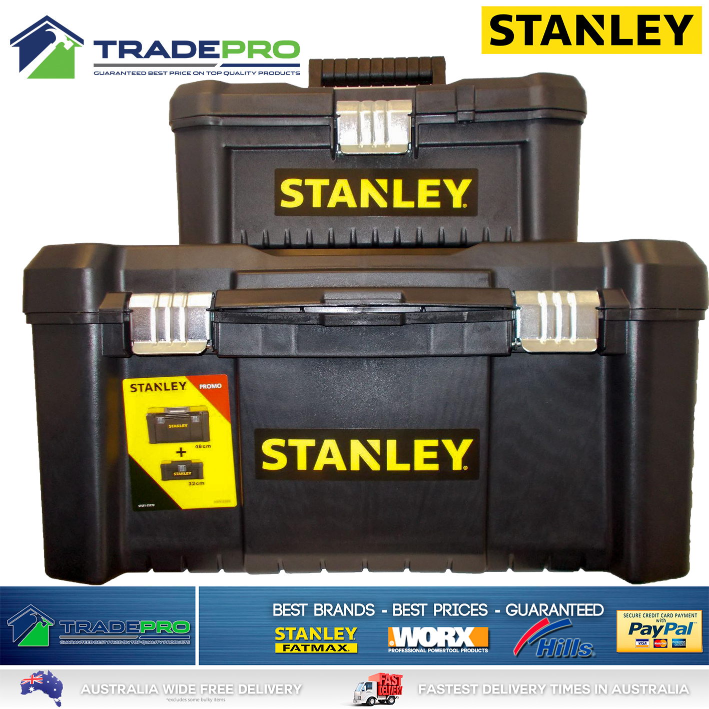 Stanley® Tool Chest Box COMBO BONUS 48cm & 32cm Lockable Storage