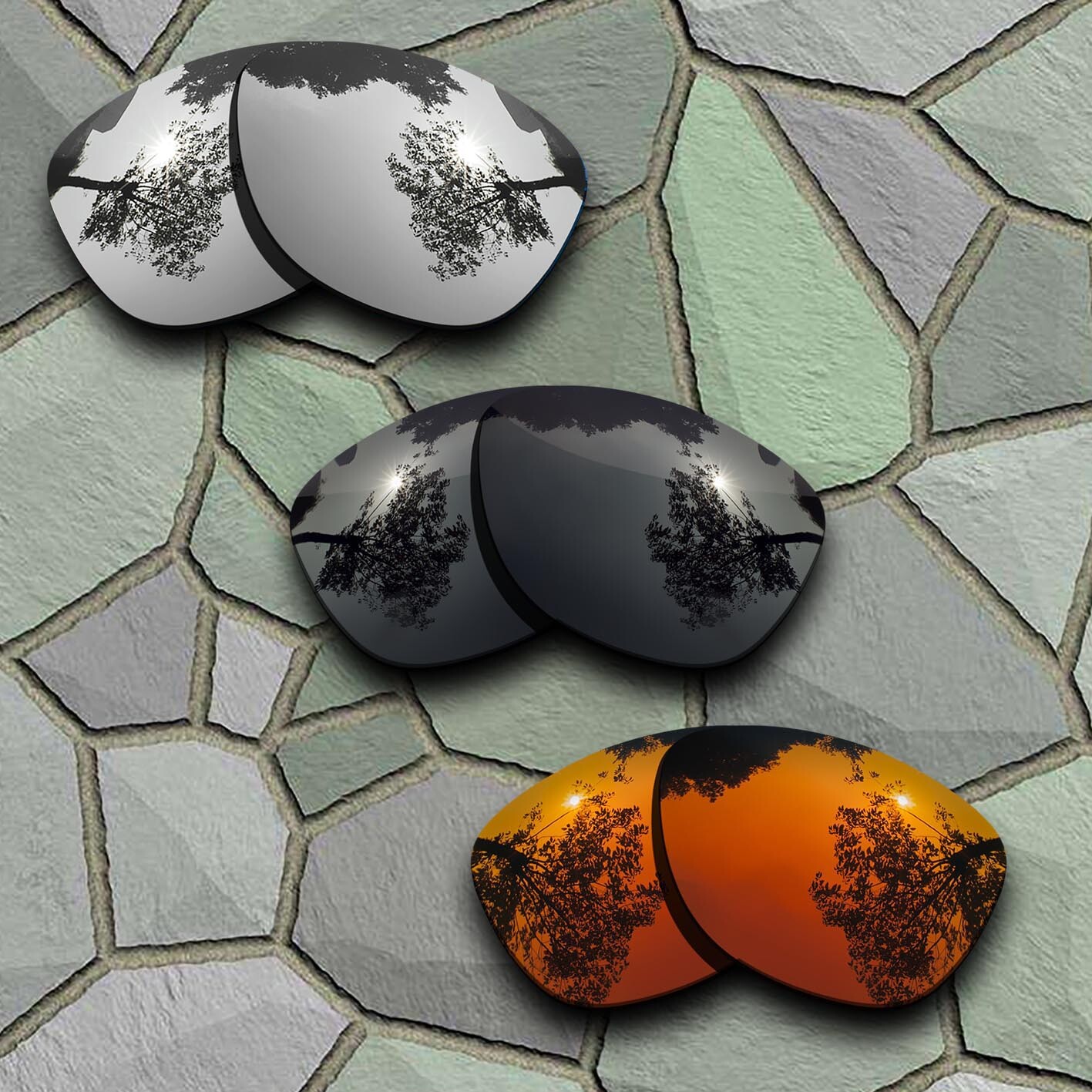 Chrome&Black&Red Orange Polarized Lenses Replacement For